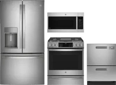 4 Piece Package Includes Refrigerator, Range, Microwave And Dishwasher